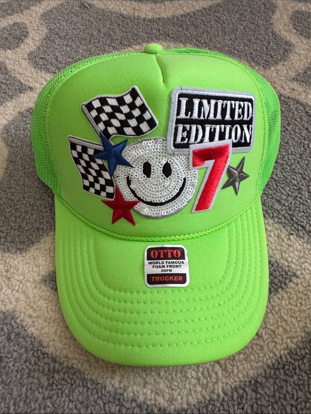 OTTO Neon Green Limited Edition Trucker Hat with Patches